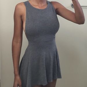 American Apparel - Backless Open Sides - Dark Gray Ponte Skater Mini dress - XS